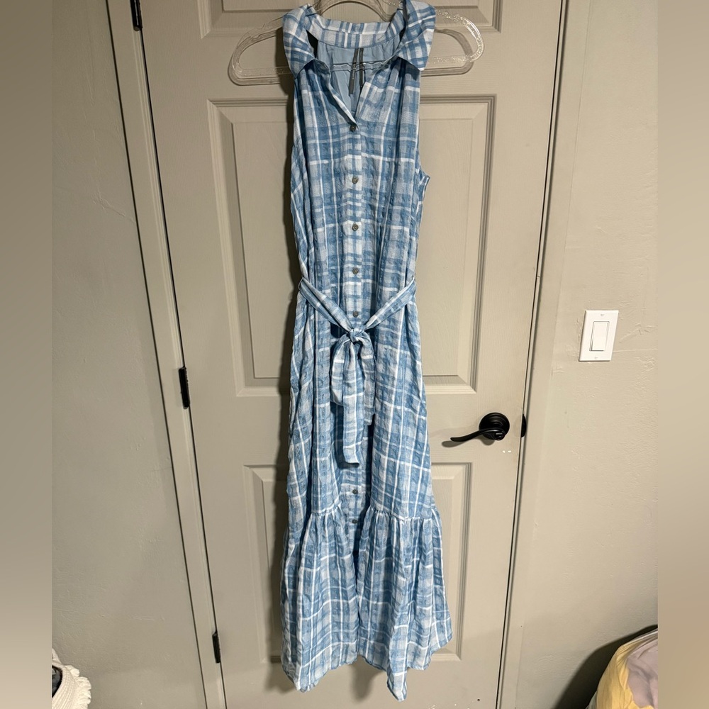 NWT Anthropologie Sleeveless Buttondown Shirt Dress Size M Medium Blue Maxi NEW - Picture 4 of 8